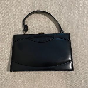 1950s Dofan Vintage Black Leather Handbag